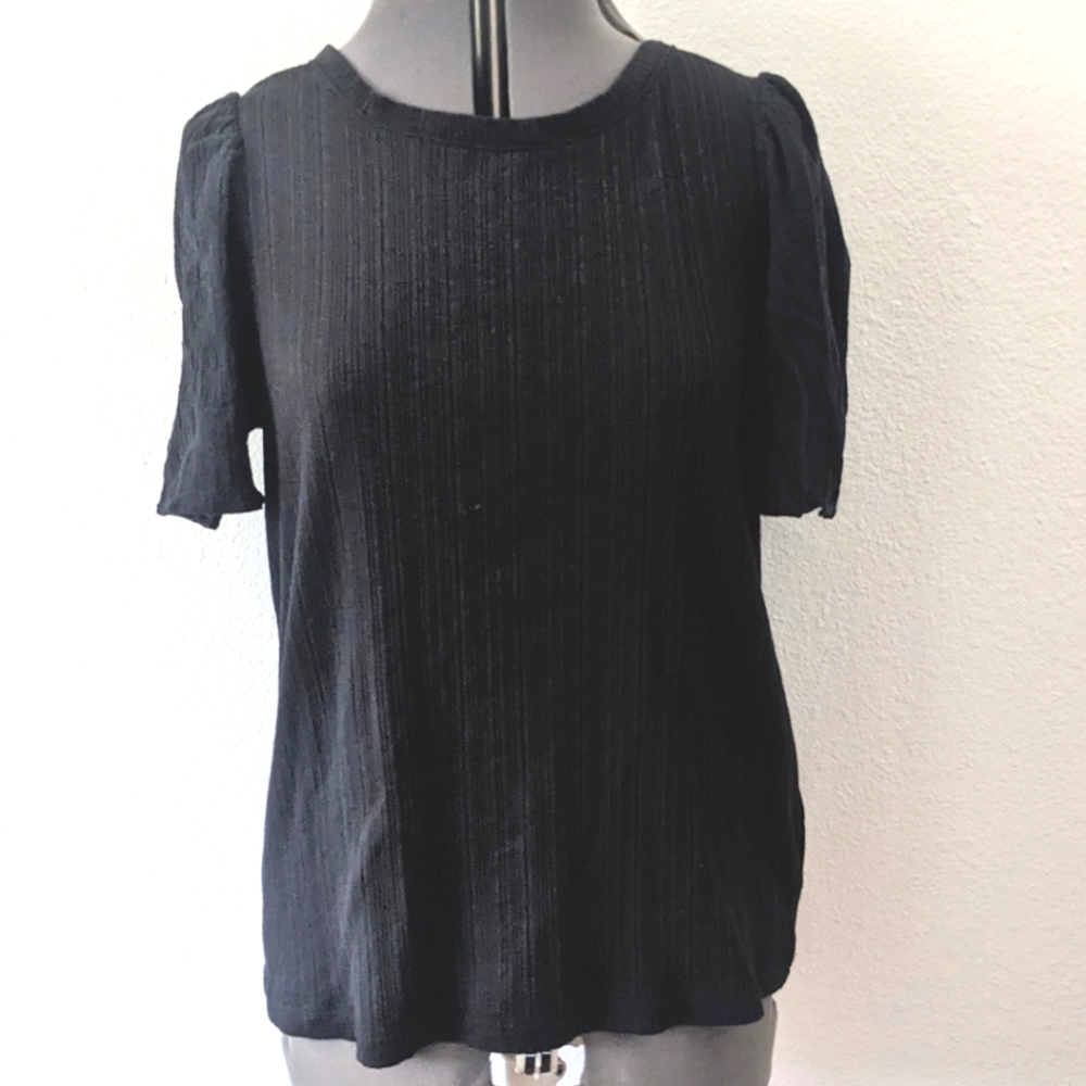 Madewell Black Flutter Sleeve Shirt